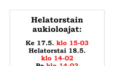 Helatorstain aukioloajat 2023